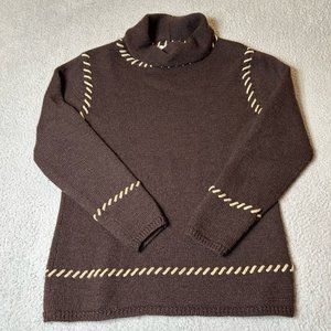 Outfit JPR Sweater Womens M Brown 100% Wool Cowl Neck Long Sleeve Crochet
